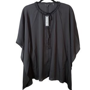 Le Gali Sage V-Neck Ruffled Trim Blouse